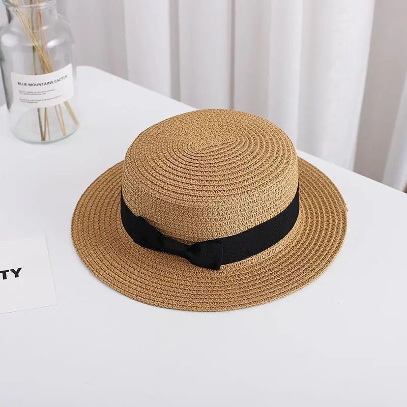 Elegant Straw Natural Summer Mom-daughter Bucket hat