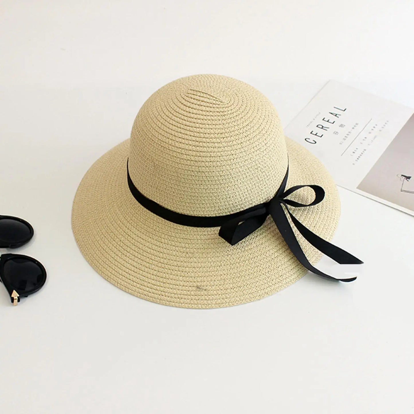 Summer Straw Hat Big Wide Brim Foldable and lightweight
