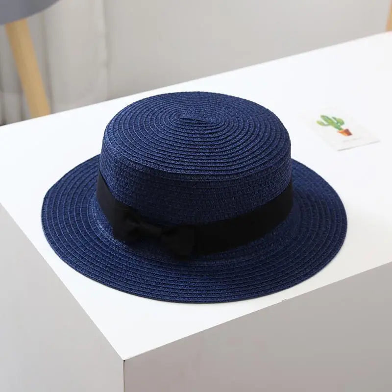 Elegant Straw Natural Summer Mom-daughter Bucket hat
