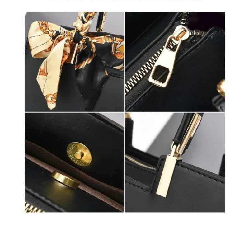 Vegan leather medium size handbag with floral embroidery