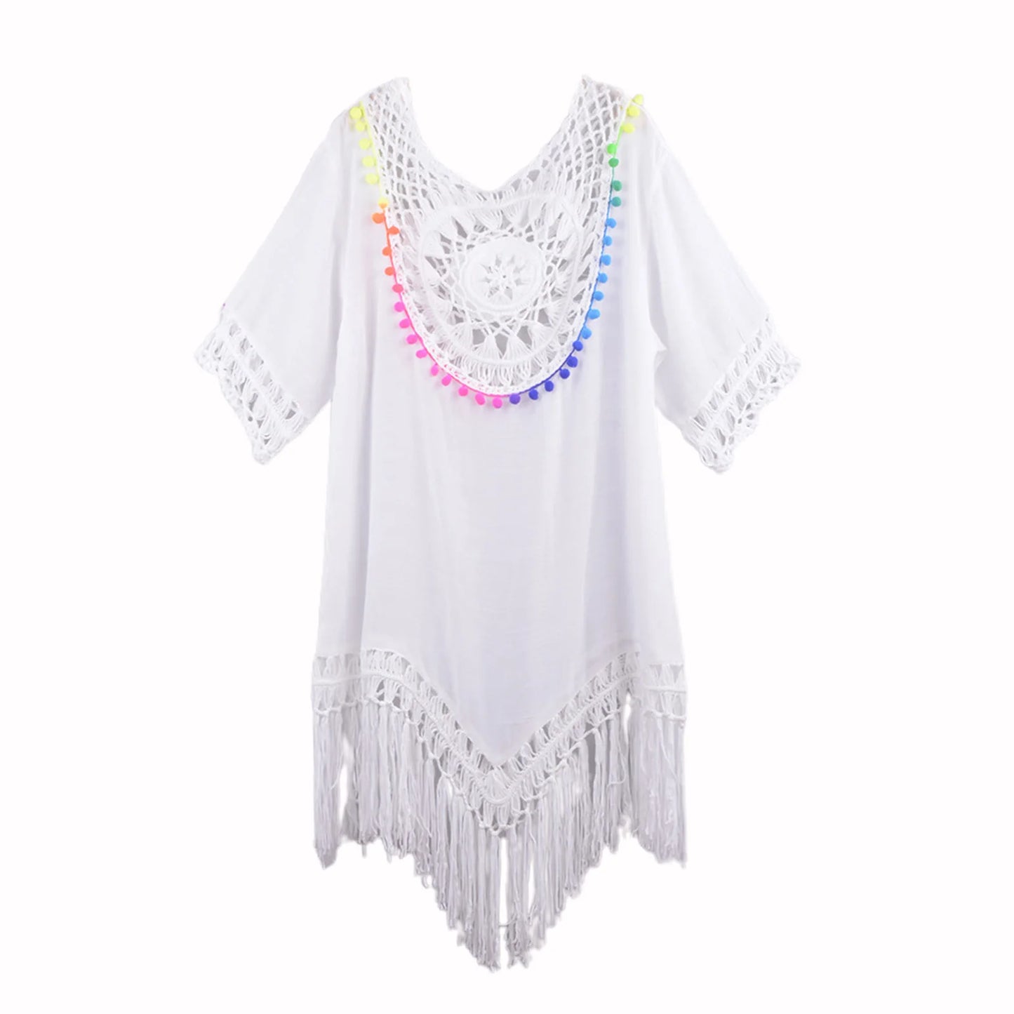 Swimsuit Cover Up Loose fitting Tunic with colorful embroidery