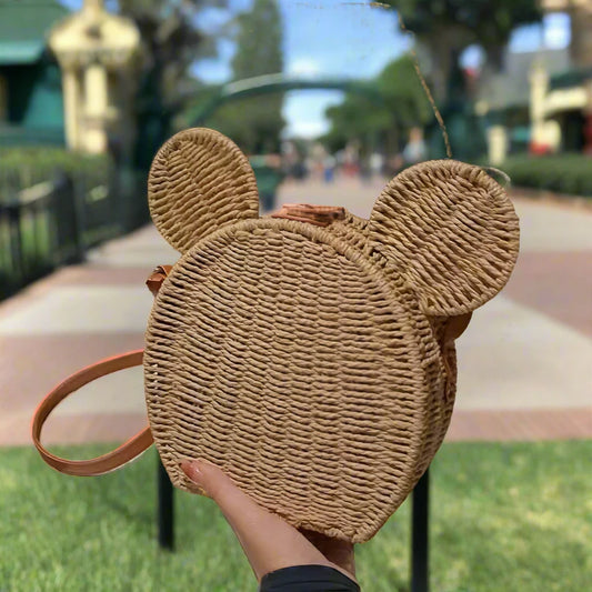 Mouse Shape Straw shoulder Bag