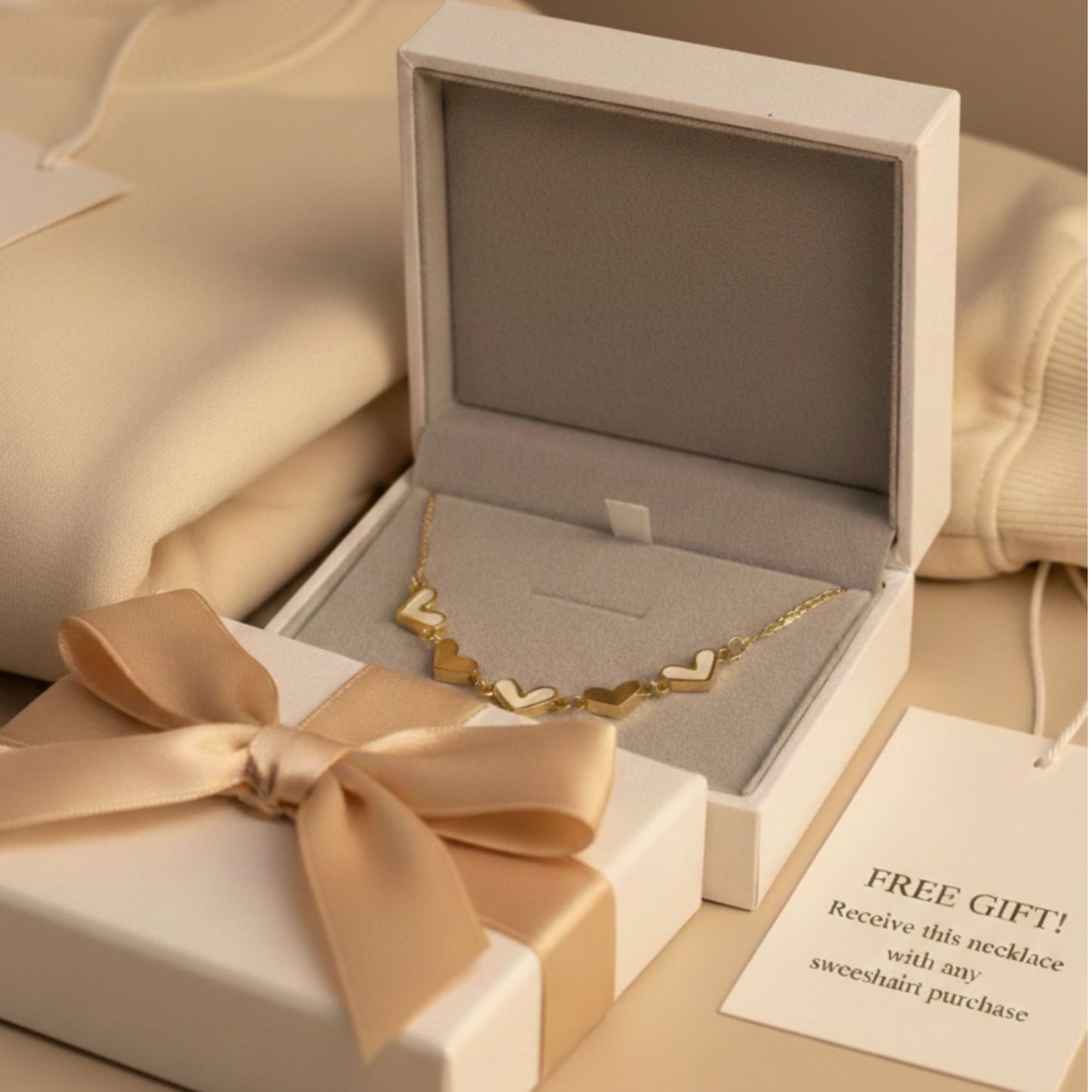 Gold-Plated Hearts Necklace - Women's Pendant Jewelry