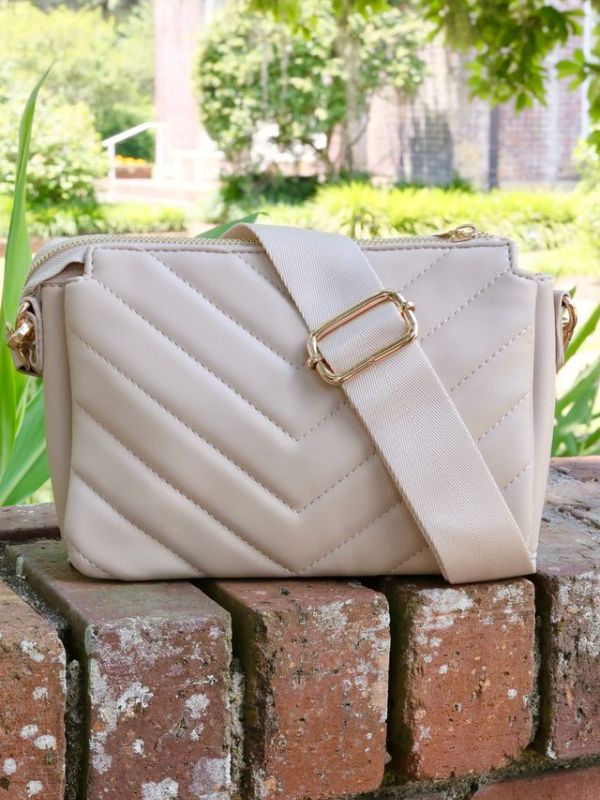 Beige Crossbody Quilted Medium size Bag