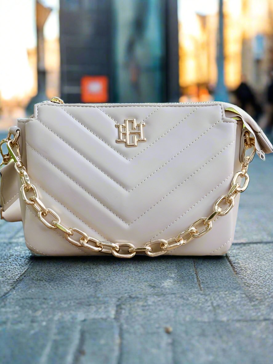 Beige Crossbody Quilted Medium size Bag