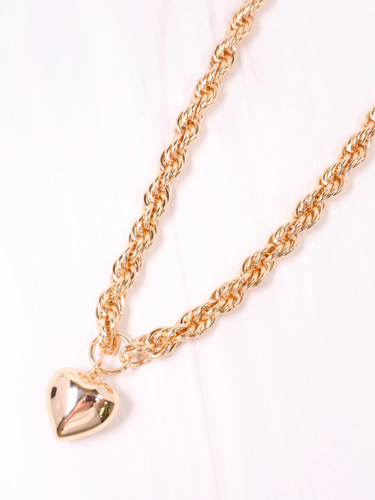 Gold tone Necklace with heart charm