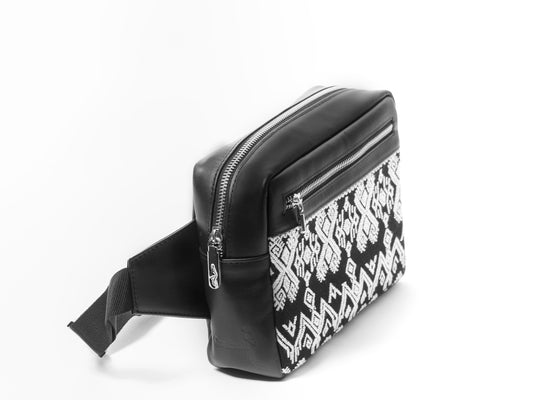 Black Unisex Leather Belt Bag