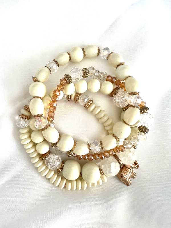 Ivory Crystal stacked bracelet