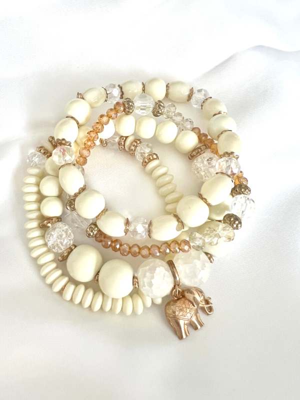 Ivory Crystal stacked bracelet