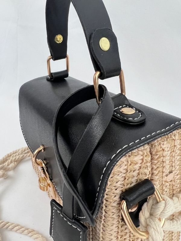 Shoulder and crossbody rattan mini bag