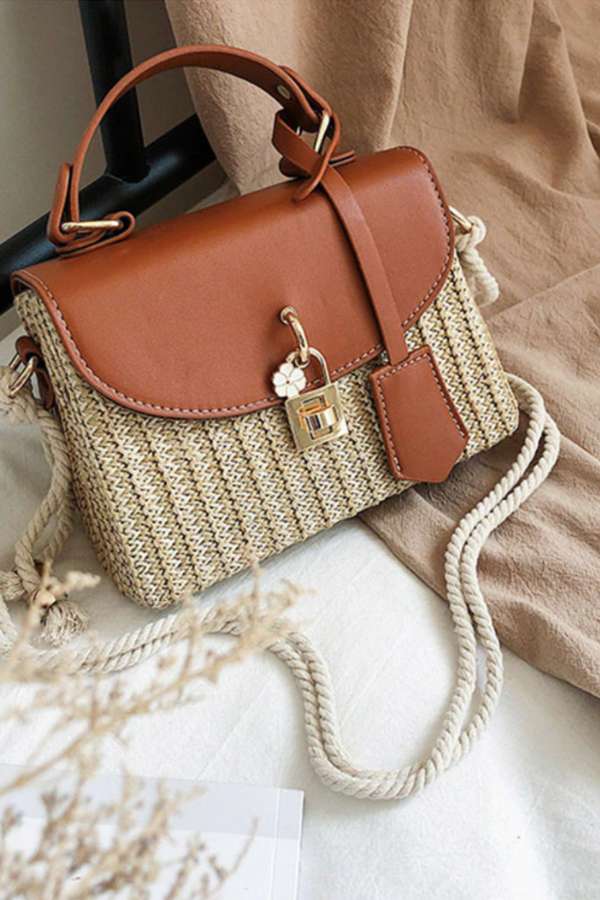 Shoulder and crossbody rattan mini bag