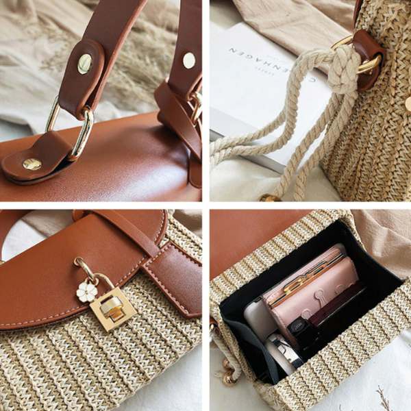 Shoulder and crossbody rattan mini bag