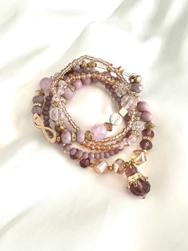 Purple Crystal stacked bracelet