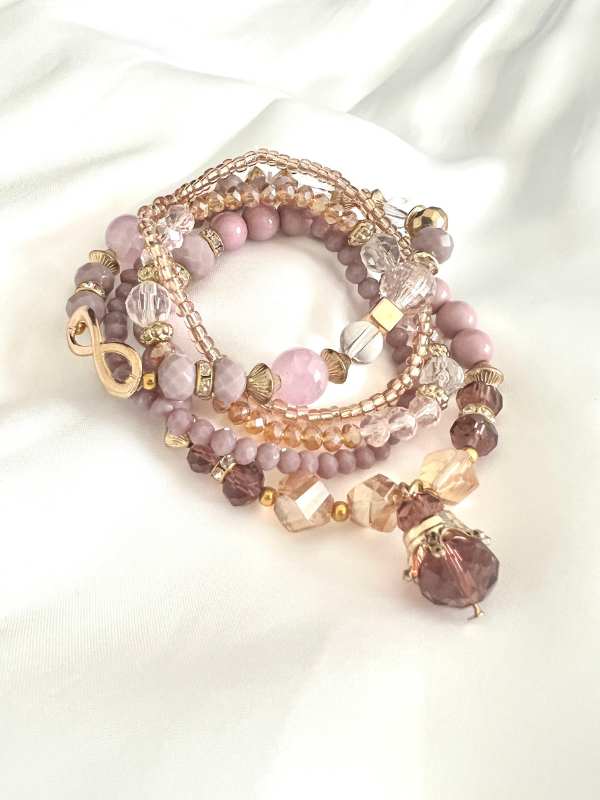 Purple Crystal stacked bracelet