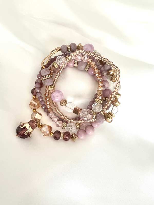 Purple Crystal stacked bracelet