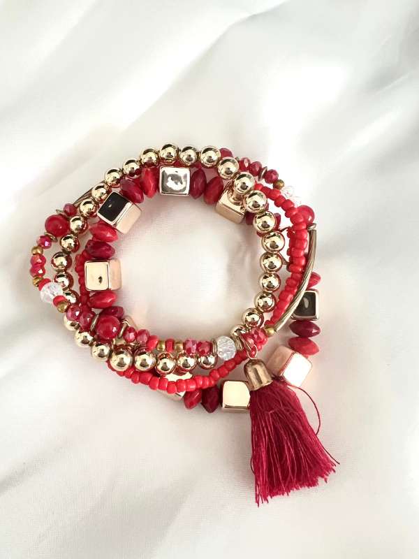 Red and Gold stacked bracelet