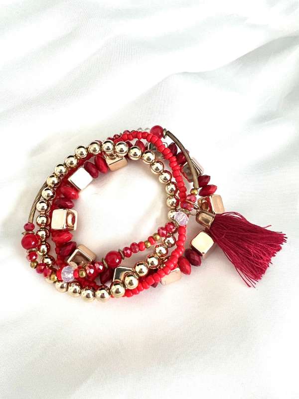 Red and Gold stacked bracelet