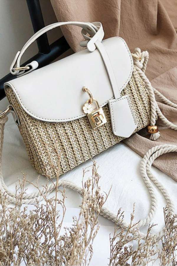 Shoulder and crossbody rattan mini bag